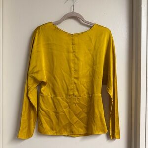 100% Silk Mustard Yellow COS Blouse Size
